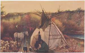 tepee and campfire